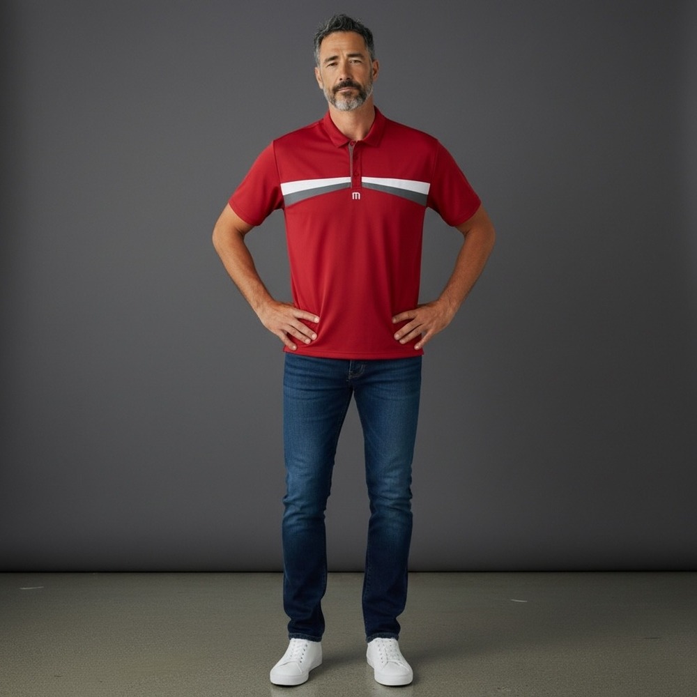 Travis Mathew Red Golf Polo Shirt Mens XXL‎ Chest 24 Length 31 Short Sleeve